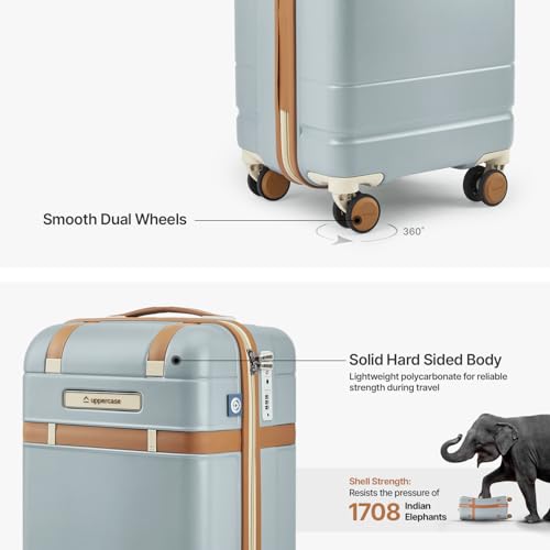 Image of uppercase Chester Cabin Size Trolley Bag for Travel | 360 8 Wheels Hard Luggage with TSA Lock, Anti-Theft Zippers | Hard Sided Polycarbonate Small Suitcase for Both Men & Women (Grey)