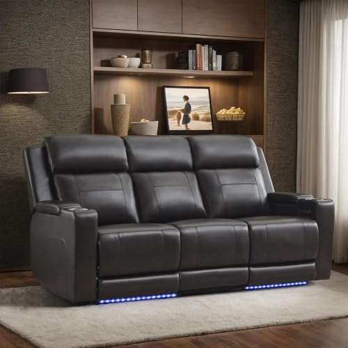 Neptane Power Reclining Sofa with Adjustable Headrest, Home Theater Seating
