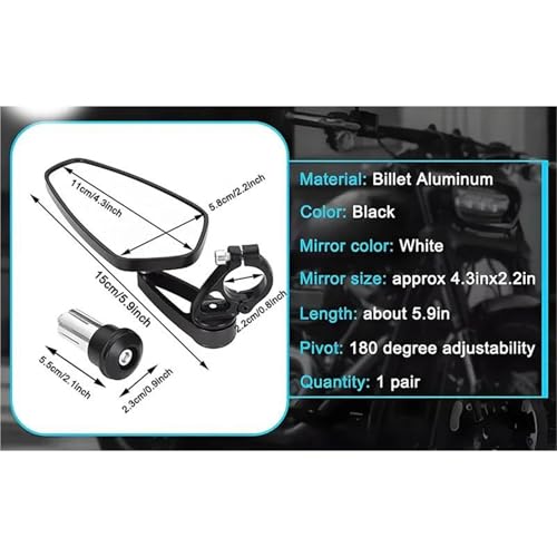 Rétroviseurs Moto Universels Yamaha MT 01 de Rechange en Paire pour Guidon Standard