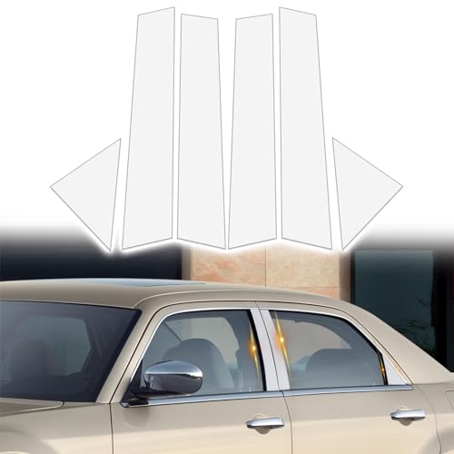 AMSPRAC Chrome Door Pillar Covers fit for Chrysler 300/300C 2005 2006 2007 2008 2009 2010, Exterior Molding Anti-Scratch Trim, 6PCS Window Outer Pillar Panel Set