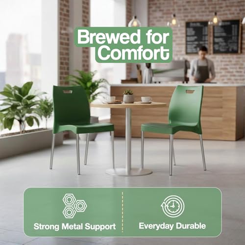 Image of IAFA FURNITURE Munch Plastic Chair| Living Room, Bed Room, Kitchen, Office Room, Outdoor| (Red, Set of 2) (Green, Set of 2)