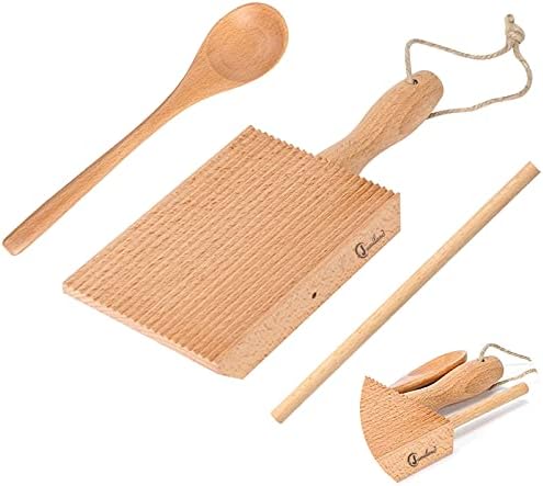 Jumiland Gnocchi Board, 3 Packs Natural Wooden Gnocchi Paddle Pasta Making Tools, 8 Inches Small Creativity Kitchen Tool Perfect for Making Pasta and Butter Without Sticking