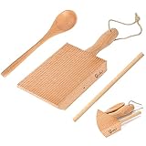 Jumiland Gnocchi Board, 3 Packs Natural Wooden Gnocchi Paddle Pasta Making Tools, 8 Inches Small Cre