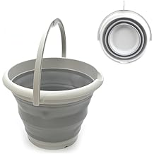 SAMMART 10L 2.6 Gallon Collapsible Plastic Bucket - Foldable Round Tub - Portable Fishing Water Pail - Space Saving Outdoor Waterpot, Size 33cm Dia 1, Grey