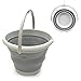 SAMMART 10L (2.6 Gallon) Collapsible Plastic Bucket - Foldable Round Tub - Portable Fishing Water Pail - Space Saving Outdoor Waterpot, size 33cm dia (1, Grey)