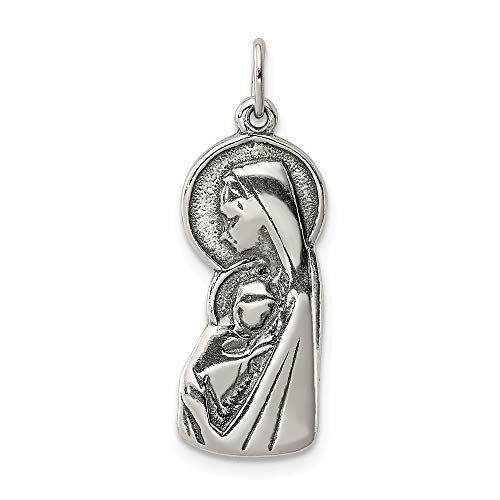925 Sterling Silver Blessed Mary Child Jesus Pendant Charm Necklace Religious Medal Fine Jewelry For Women Gifts For Her