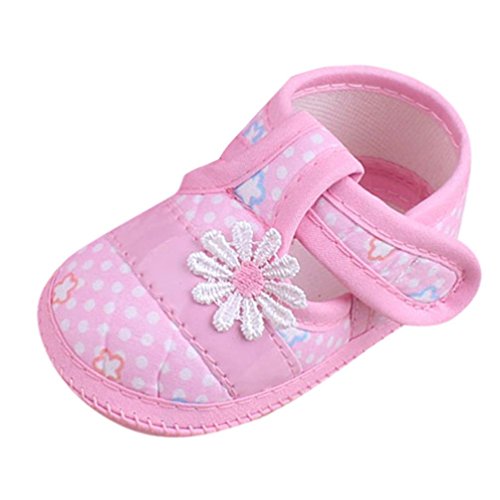 LNGRY Shoes,Toddler Kids Baby Girls Cute Floral Anti-Slip Soft Sole Prewalker Crib Flats Shoes (0-3 Months, Pink)
