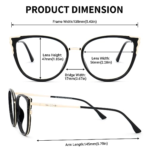 Image of Zeelool Cat Eye Eyeglasses Frame for Women Men Non-prescription Clear Lens ZJGX338746-05 Black