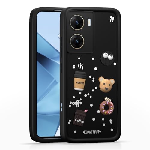 Image of Pikkme Back Cover for Vivo V29e 5G | Cute Fun Cartoon 3D Bear Silicone Full Body Protection Bumper Cover (Black) | Cute