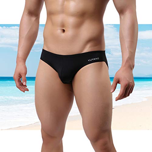 Calcinha masculina Tendycoco, roupa íntima de cintura baixa, roupa íntima lisa masculina (Preta) – T