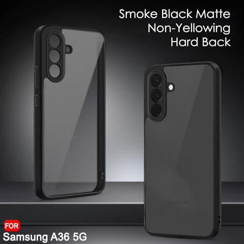 Image of TheGiftKart Hybrid Shockproof Back Cover Case for Samsung Galaxy A36 5G | Hard Back Case Cover for Samsung Galaxy A36 5G (PC & TPU, Translucent Smoke Matte Back, Black Sides)