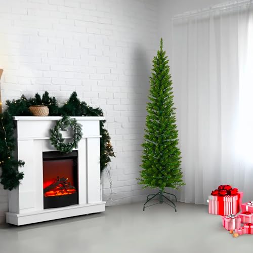 Peak Tree Albero Di Natale Slim Realistico, Artificiale In Pvc, Base In Metallo, Apertura Ad Ombrello (Altezza 210 Cm, 523 Rami, Diametro Max 58 Cm) - 2