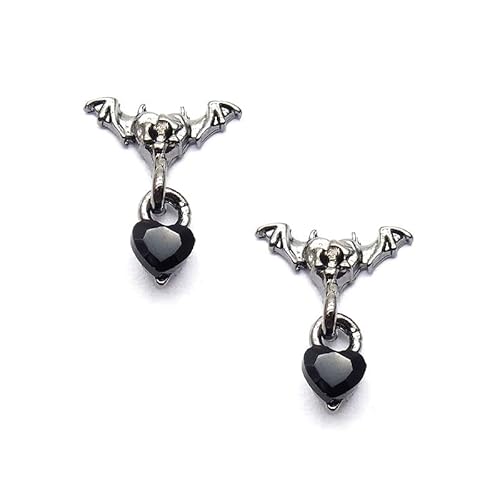 ネイル ジュエリー ビジュー パーツ ストーン ゴシック パンク パーツ 2個入り 117-3 (22.コウモリ ハートストーンピアス)