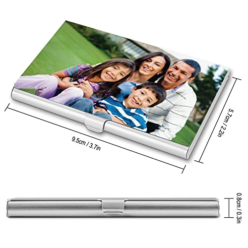 Custom Business Card Case Personalized Business Card Holder Add Your Picture Text Logo Slim Aluminum Pocket Name Card Case Organizer for Men Women 3.7 x 2.2 Inch2