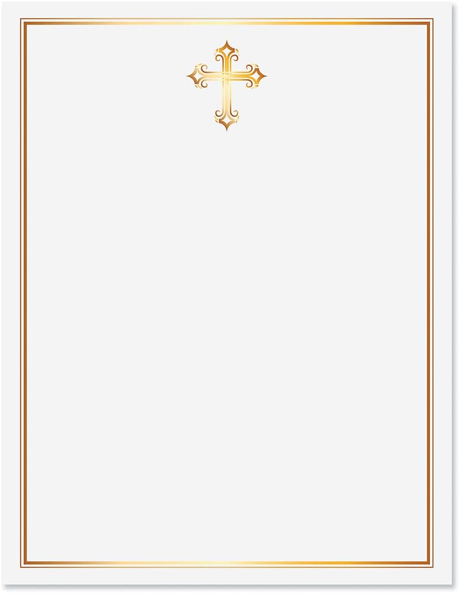 Amazon.com : Current Golden Cross Faith Decorative Letter Paper ...