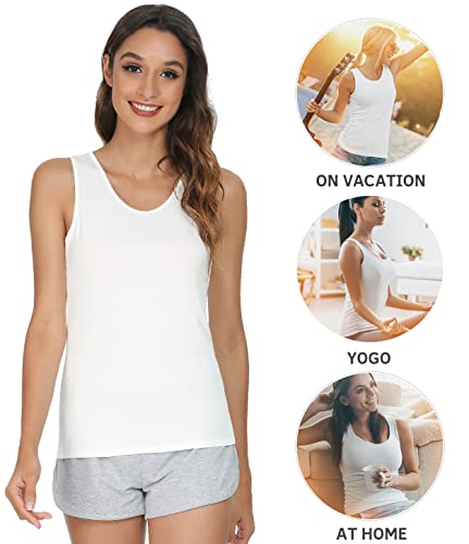Vislivin Womens Supersoft Camisole Stretch Casual Tank Tops Black/White L