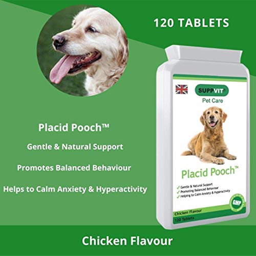 Placid Pooch to Keep Your Dog Calm | 120 Chewable Chicken Flavour Tablets | Gentle & Natural Support | Calming Your Nervous, Anxious, Stressed or Hyperactive Pet | Promoting Balanced Behaviour - Image 3