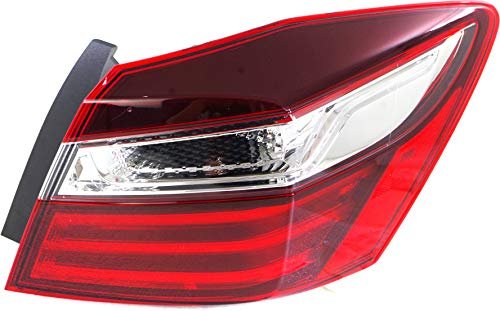 Evan-Fischer Tail Light Assembly Compatible with 2016-2017 Honda Accord Outer Halogen Sedan Passenger Side