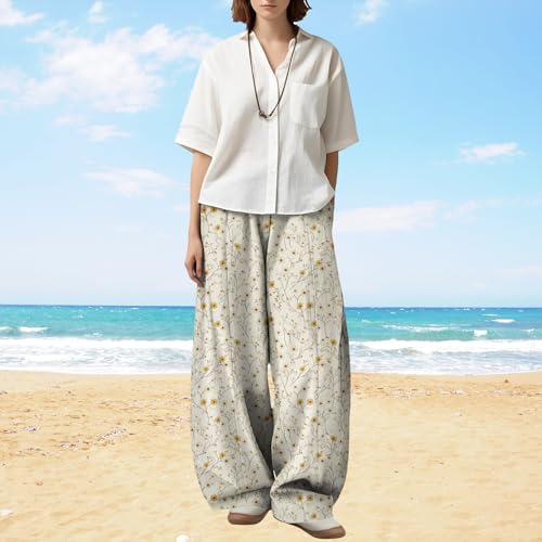 Womens Summer Floral Casual Pants Loose Wide Leg Baggy Palazzo Pants Comfy Lantern Harem Trouser Flowy Clothing2