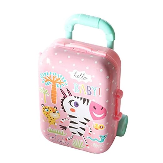 Ruby569y Accesorios de casa de muñecas para bricolaje, mini maleta de dibujos animados superficie hecha a mano de moda muñeca casa miniatura equipaje para niños - rosa