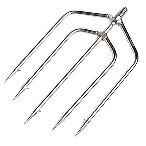 Yatrouys Fishing Harpoon 3-Prong 5-Prong Stainless Steel Fishing Gig Gaff Hook with 8mm Screw (5 Prong)