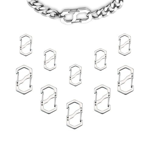 Double Opening Lobster Clasp Sliver Bracelet Clasp Charm Clasp Chain Shortener Necklace Connectors for Multiple Necklaces - 10 Pack