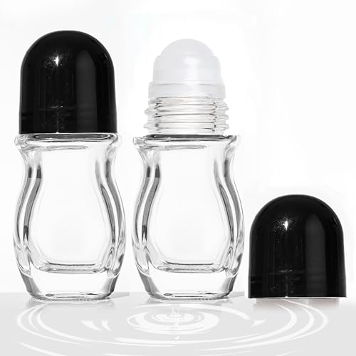 2 Pcs Glass Empty Roller Bottles, Deodorant Containers, Empty Roller Ball Bottles For Essential Oils Perfume Cosmetics (30ml) (2pcs Oval)