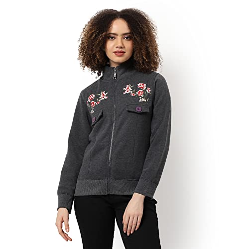 Image of PINACOLADA Women's Colorblock Sweatshirt with Ribbed Hem for Casual Wear | Low-High Neck | Long Sleeve | Button Closure | Cotton Sweatshirt Crafted with Comfort Fit for Everyday Wear