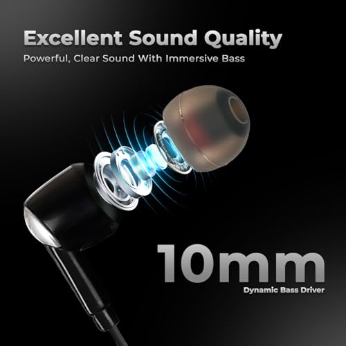 Image of Bluetooth Neckband Earphones with Mic | Crystal Clear Audio | Deep Bass, Noise Isolation, Magnetic Earbuds, Long Battery Life,Model Core NB101 for Sports & Workouts (Black)