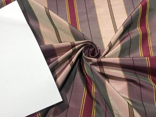 Soie pure Dupioni haut de gamme tissu à rayures mûrier et moutarde pour haute couture