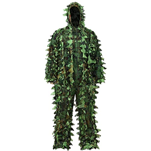Ghillie Poncho Birdwatching, Ghillie Sniper Suit Caccia Tuta Mimetica Abbigliamento Abito 3D - Foto 11