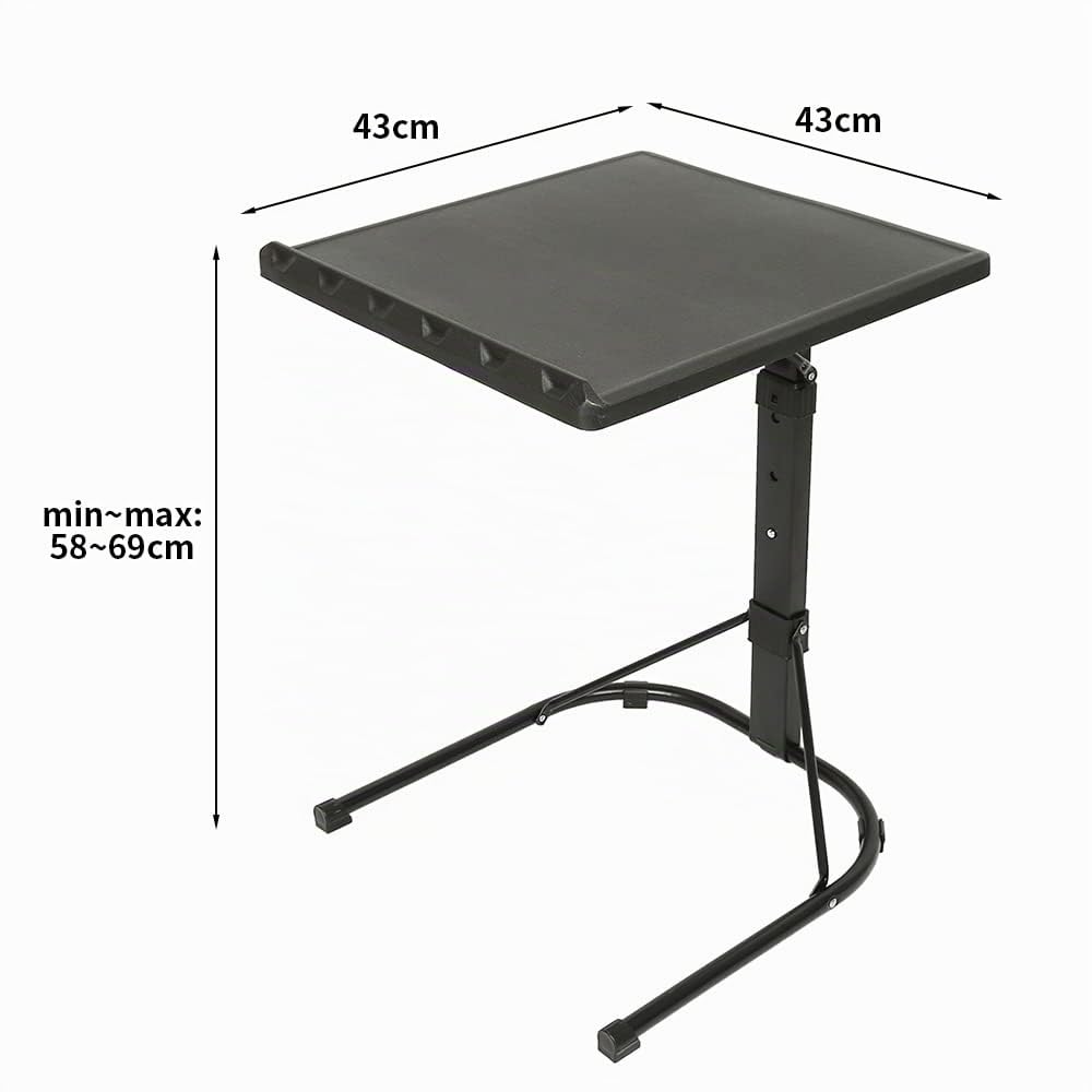 LANTUS Table d'appoint Pliable pour Ordinateur Portable, réglable en Hauteur et en Inclinaison, légère et Portable, pour lit, canapé, extérieur, Couleur : Noir, 43 * 43 * 69cm (Noir)