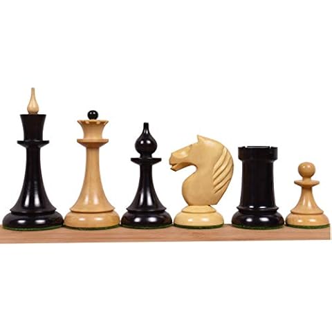 Royal Chess Mall 1950s Soviet Latvian Reproduced Chess Pieces Only Chess Set, Ebonized Boxwood Wooden Chess Set, 4-in King, Double Weighted Chess Pieces (2.5 lbs) Cover