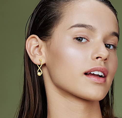 Hoops & Loops 925 Sterling Silver Infinity Figure Eight 8 Bead Twisted Click-Top Drop Earrings for Women2