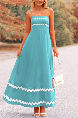 Image of PRETTYGARDEN Women's 2026 Summer Flowy Maxi Dress Casual Sleeveless Spaghetti Strap Ruffle Beach Long Dresses