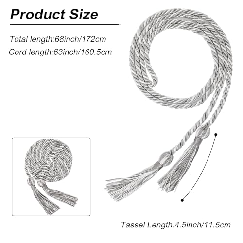 Image of GraduationMall Graduation Honor Cord 68 inch SilverWhite