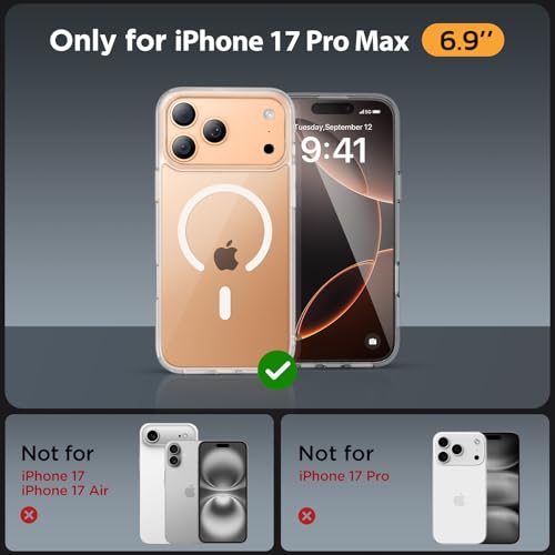 Image of Miracase Magnetic for iPhone 17 Pro Max Case with Screen Protector [Compatible with MagSafe] Slim Thin Phone Case Military-Grade Protected for 17 ProMax Cover Bumper 6.9 inch, Clear