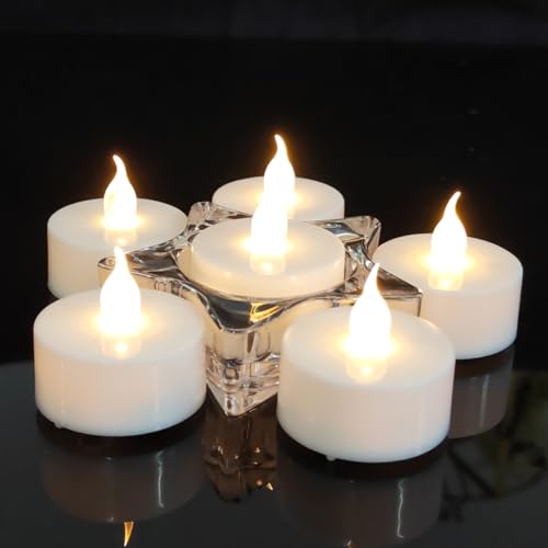 Jialine LED Teelichter 12 Stück Flammenloses batterie kerzen, Elektrische Batterie LED Kerzen,Extra lange Batterie 200+ Stunden für Weihnachten, Hochzeit, Party（ Warmweiß., 6.99 €