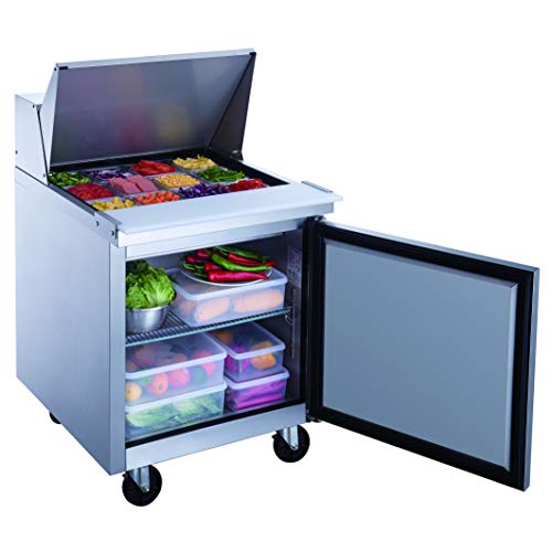 Dukers DSP29-12M-S1 6.5 cu. ft. Single Door Commercial Food Prep Table Refrigerator with Mega Top