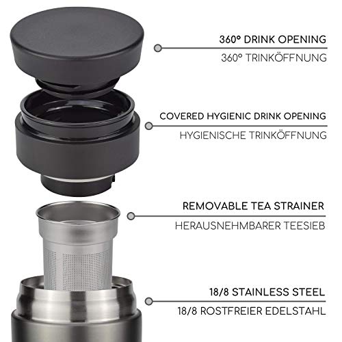Milu Taza aislante de café y té para llevar - 350ml, 450ml 100% a prueba de fugas - acero inoxidable para beber - vaso… - Imagen 4