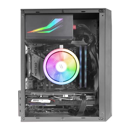 MC-S1 Nero, Case PC Gaming Compatto Micro-ATX, Illuminazione ARGB 12 Modalità, Ventola FRGB, Finestra Laterale Completa - Case PC - Immagine 2