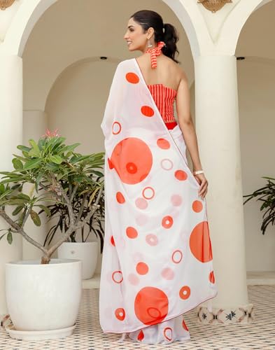 Image of SIRIL Women's Georgette Floral Print One Min Ready To Wear Saree