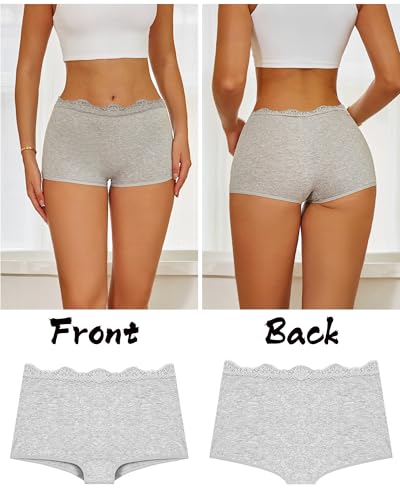 UNDER THE SEA Boy Shorts Underwear for Women Cotton Boxer Briefs Full Covreage Lace Boyshort Womens Panties 6 Pack2
