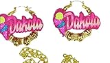 Kids Bamboo Earring Door Knocker Name Necklace Set Matching Personalized Mini Ice Cream and Necklace Set Gifts for her Birthday gifts Fashion Accessories Name Necklaces