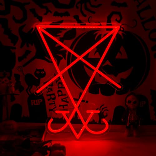 Image of Lucifer Neon Sign | Halloween Neon Mythological Decor Neon room decorative lights 15x12.4in(Red)