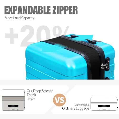 Image of KEYTANG Zebra Luggage Sets 3 Piece, 20 inch Carry On Luggage with Spinner Wheels, Hardside Business Travel Suitcase Set with TSA Lock, Lightweight Suitcase,20 /24 /28 inch,Blue