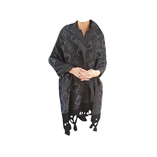 Canguros Y Fulares, Book Rebozo Grueso Artesanal Fino Mexicano Grande Handmade (2 mts x 75 cm, Floreado, Gris Oxford)
