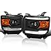 Spec-D Tuning Black Housing Clear Lens Projector Headlights w/LED Compatible with 2014-2018 GMC Sierra 1500 2500 3500 Base/Denali/SLE/SLT Left + Right Pair Headlamps Assembly