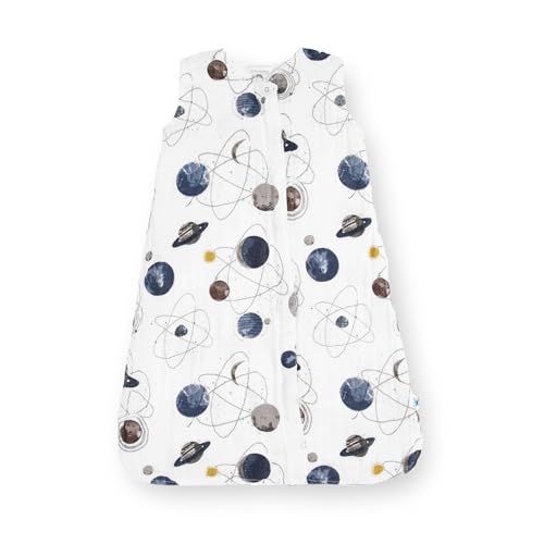 Image of Little Unicorn 0-6 Month Premium Muslin Sleep Sack 1.1 TOG | Soft & Breathable Muslin Cotton for safer sleep | 2 way zipper (Planetary)