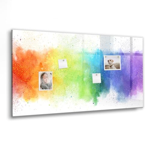 Tableau en verre magnétique 120x60 cm arc-en-ciel abstrait avec aimants et marqueur pour bureau